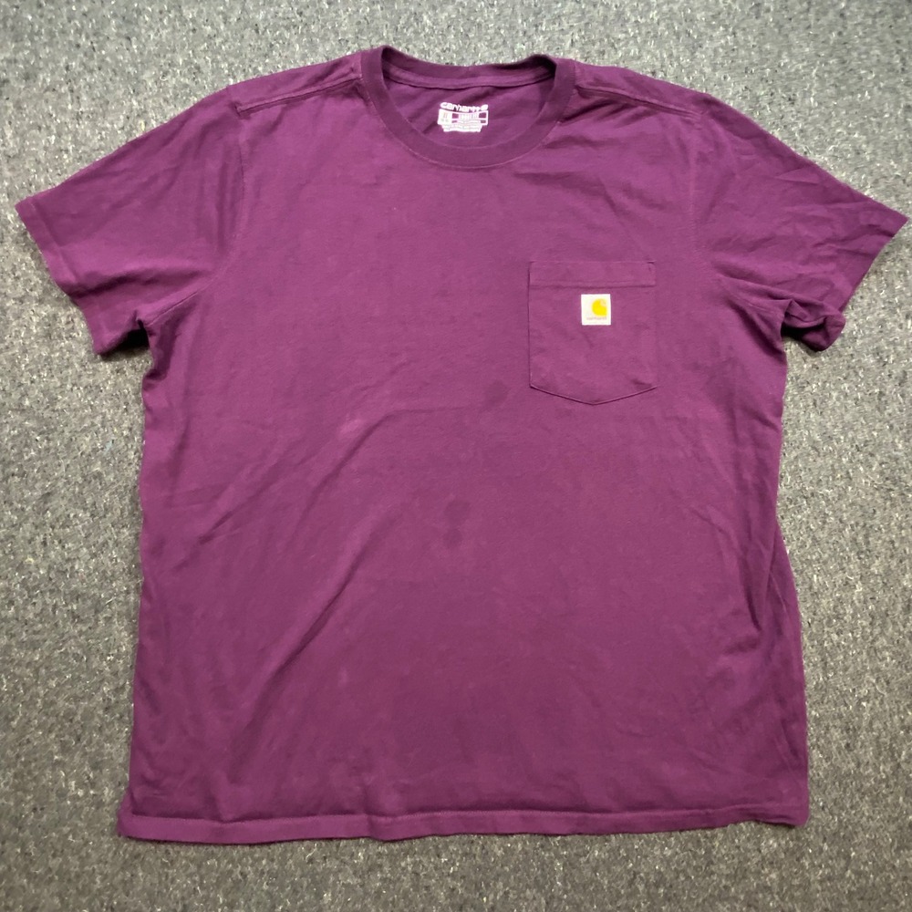 Carhartt Workwear Mens XL Purple Loose Fit Pocket Shirt Short Sleeve Heavyweight